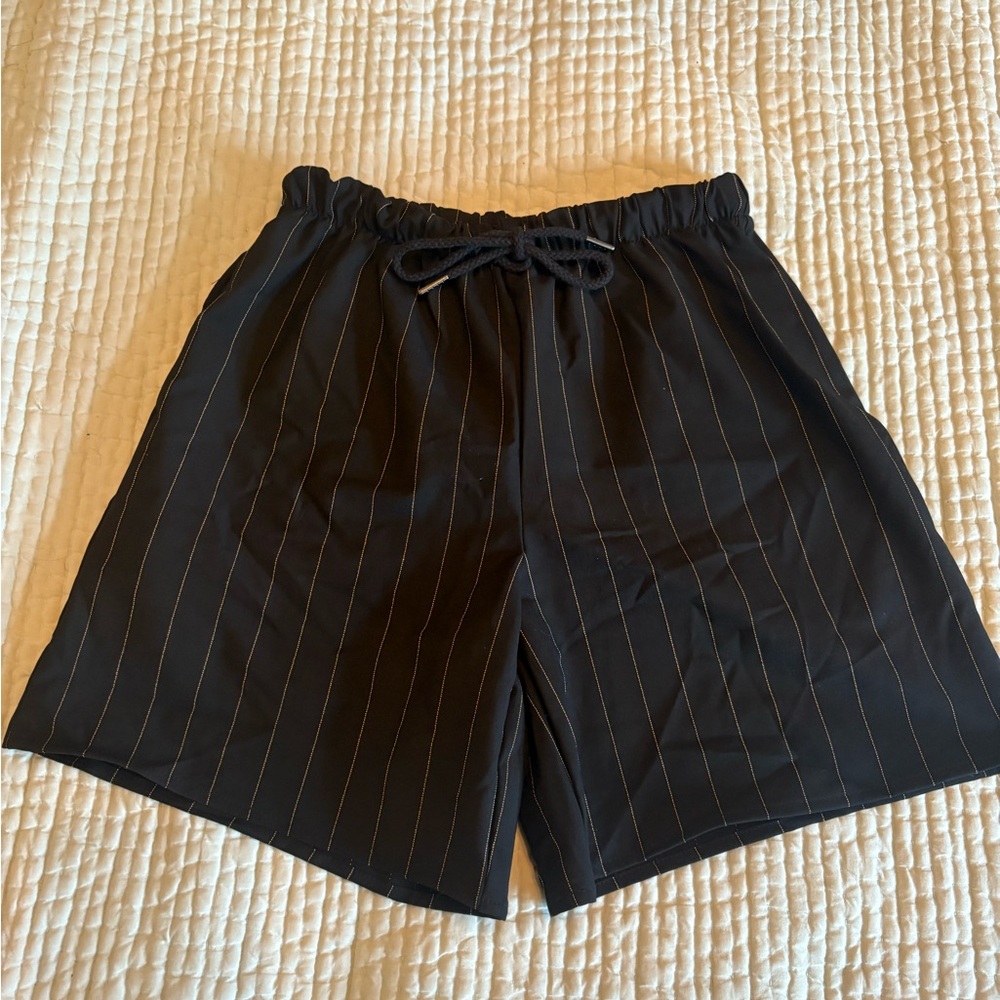 Women’s Black Pinstripe Trouser Short